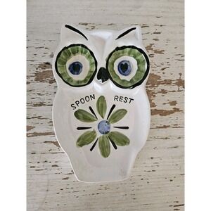 Vintage Owl Spoon Rest Ceramic Retro MCM